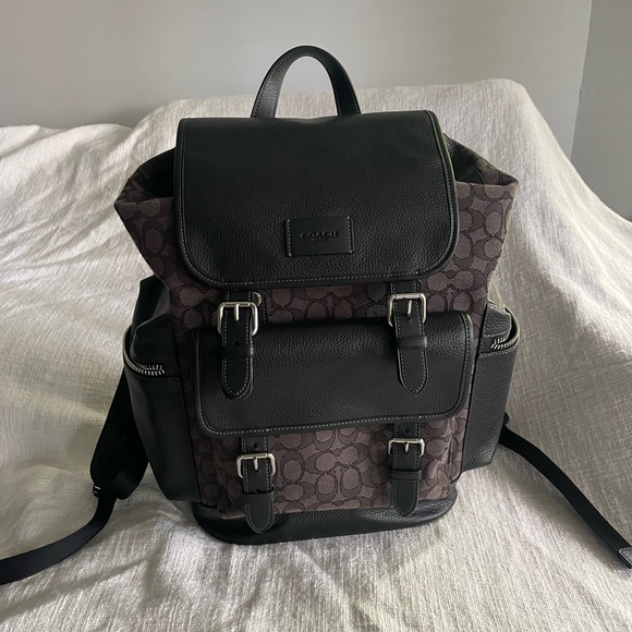 Coach Black and Dark Brown Men's Backpack - Picture 1 of 6